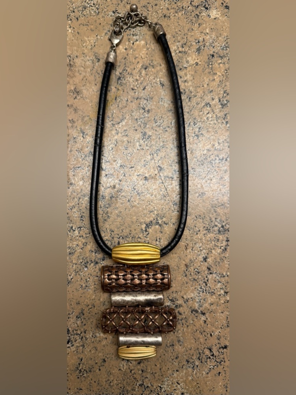 Chico's multi tone metal modern necklace